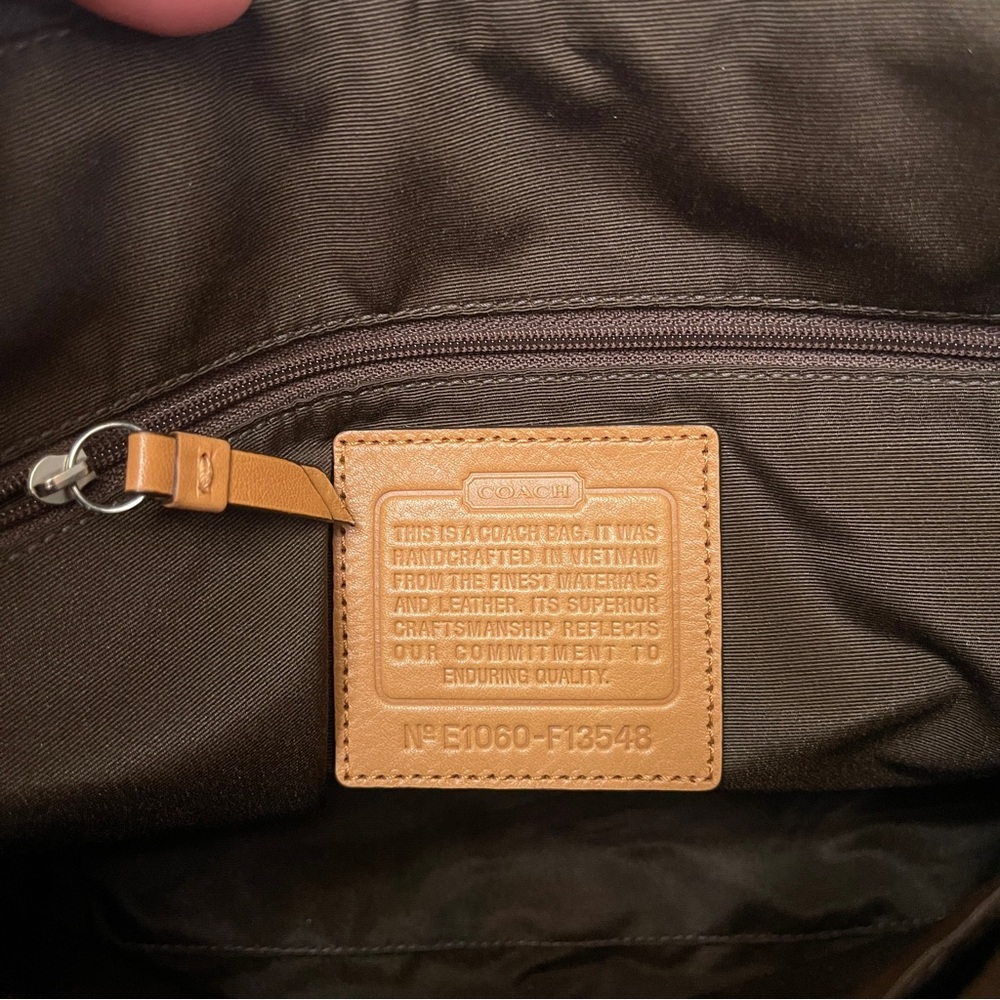 Coach Tan Signature Canvas Brown Strip and Trim Zip Tote Style F13548 Y2K 2000s - Picture 9 of 17